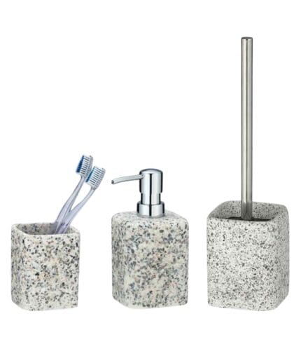 Bathroom accessory set terrazzo, 3-piece 3-piece