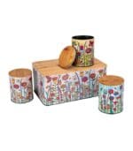 Set of 3 white storage boxes with lid made of bamboo incl. bread box