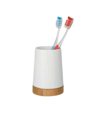 Tooth brush holder white bamboo